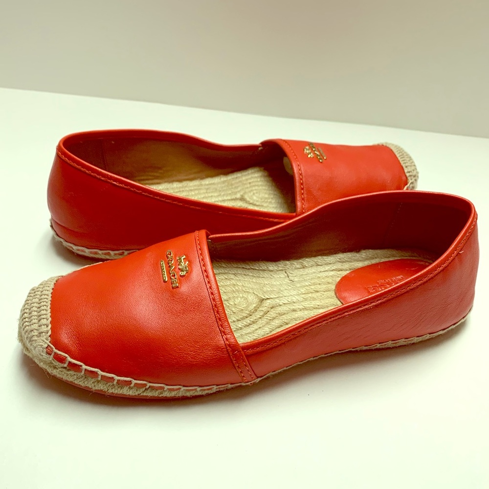 Coach Women's Rhodelle Red Leather Espadrilles
